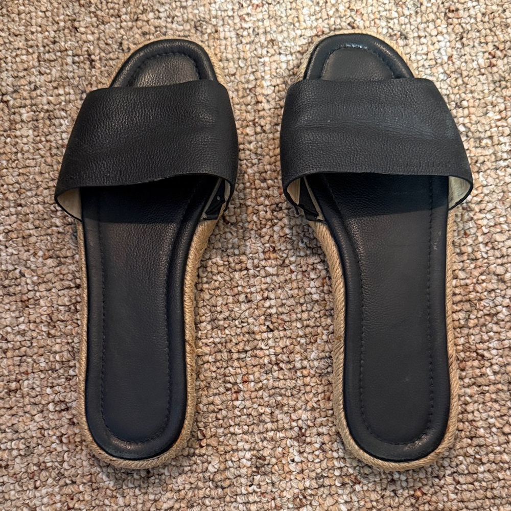 MICHAEL KORS Leather Slide Sandals, Black, 11